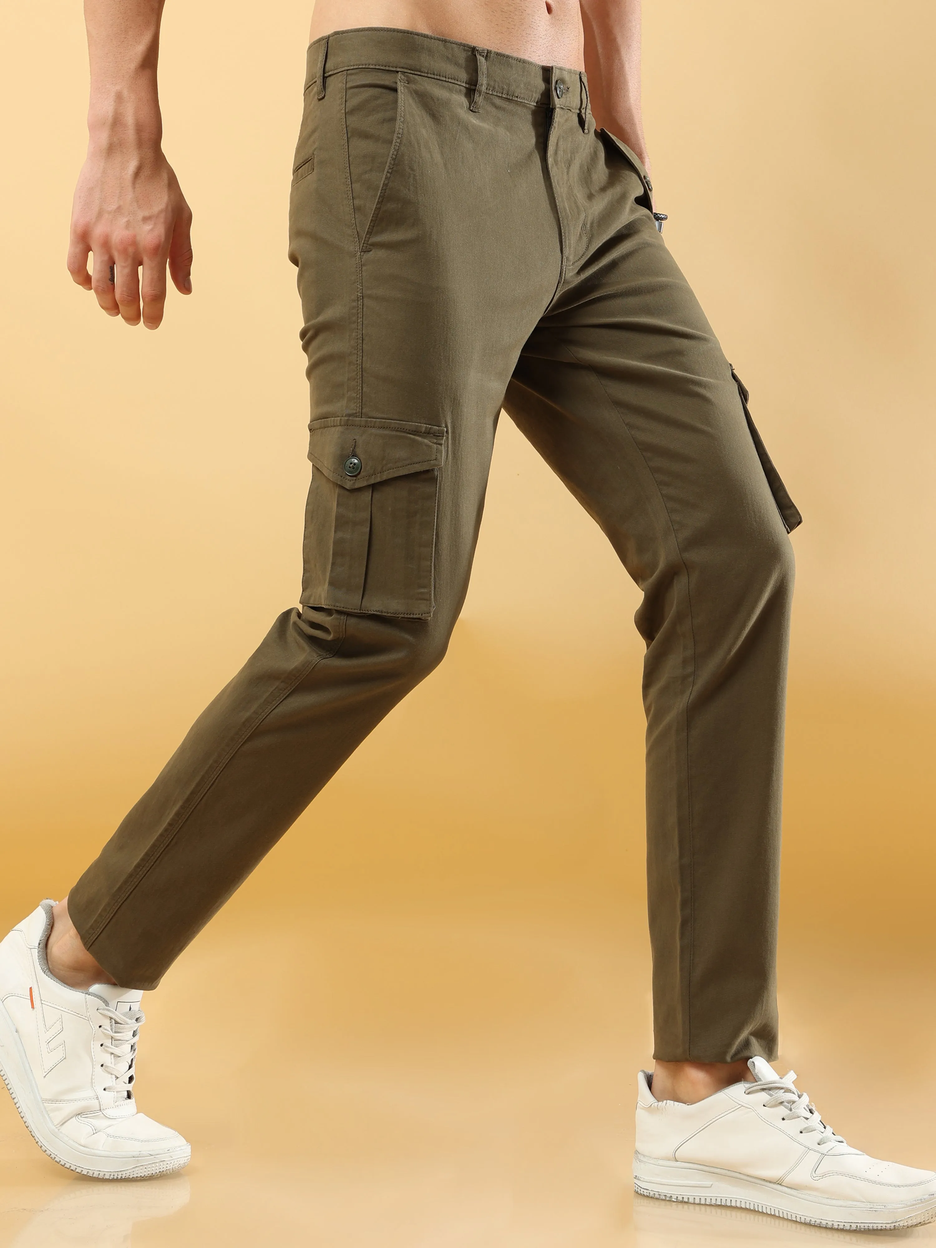 Slim Fit Seaweed Green Cargo Pant