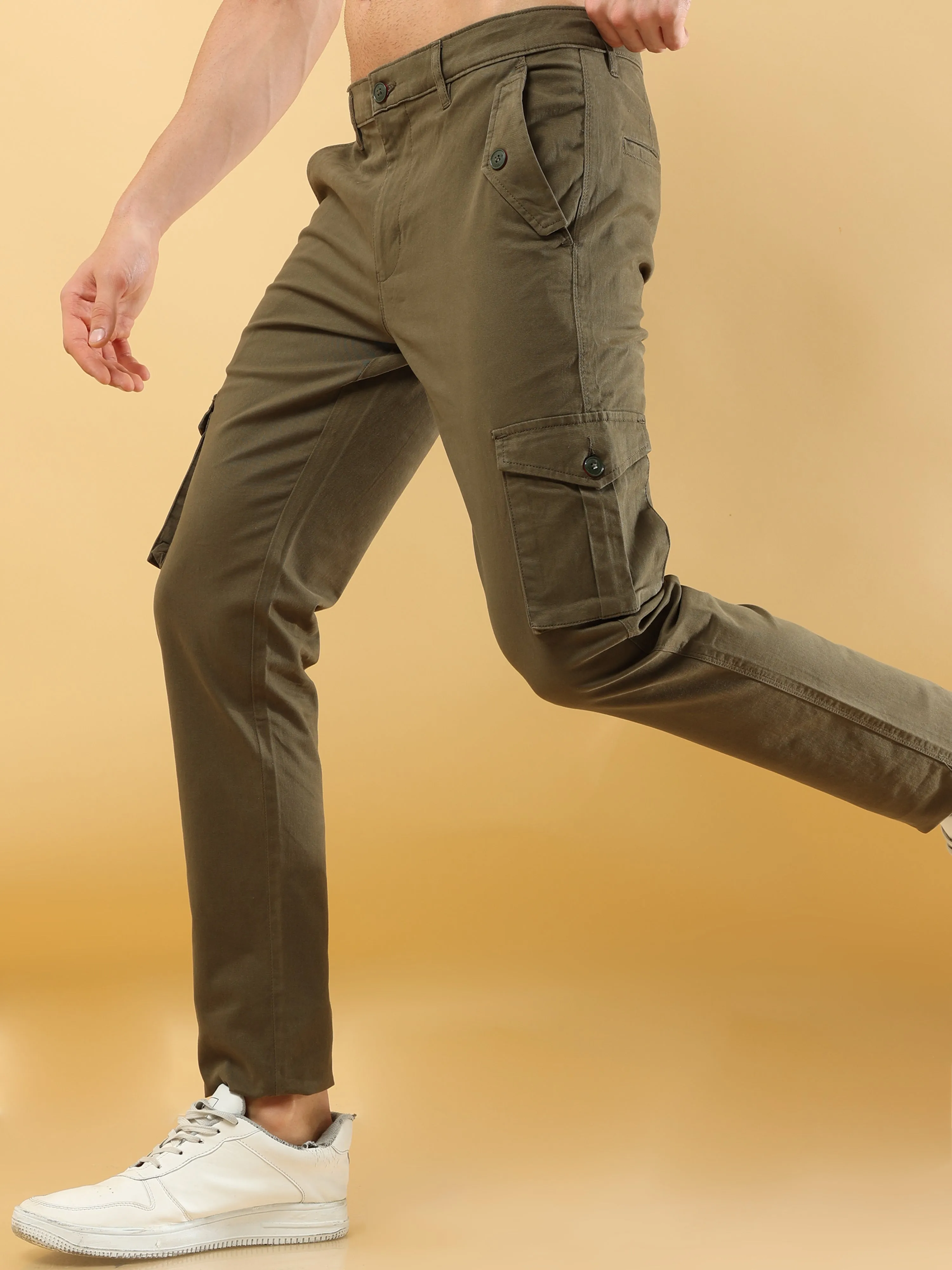 Slim Fit Seaweed Green Cargo Pant