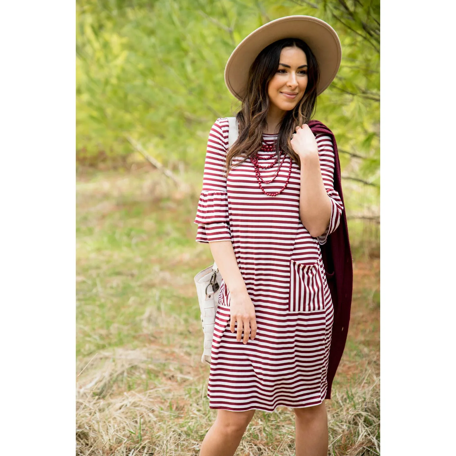 Striped Flutter Pocket Dress