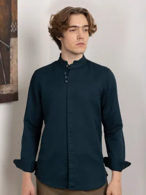 Teal Chinese Collar Shirt