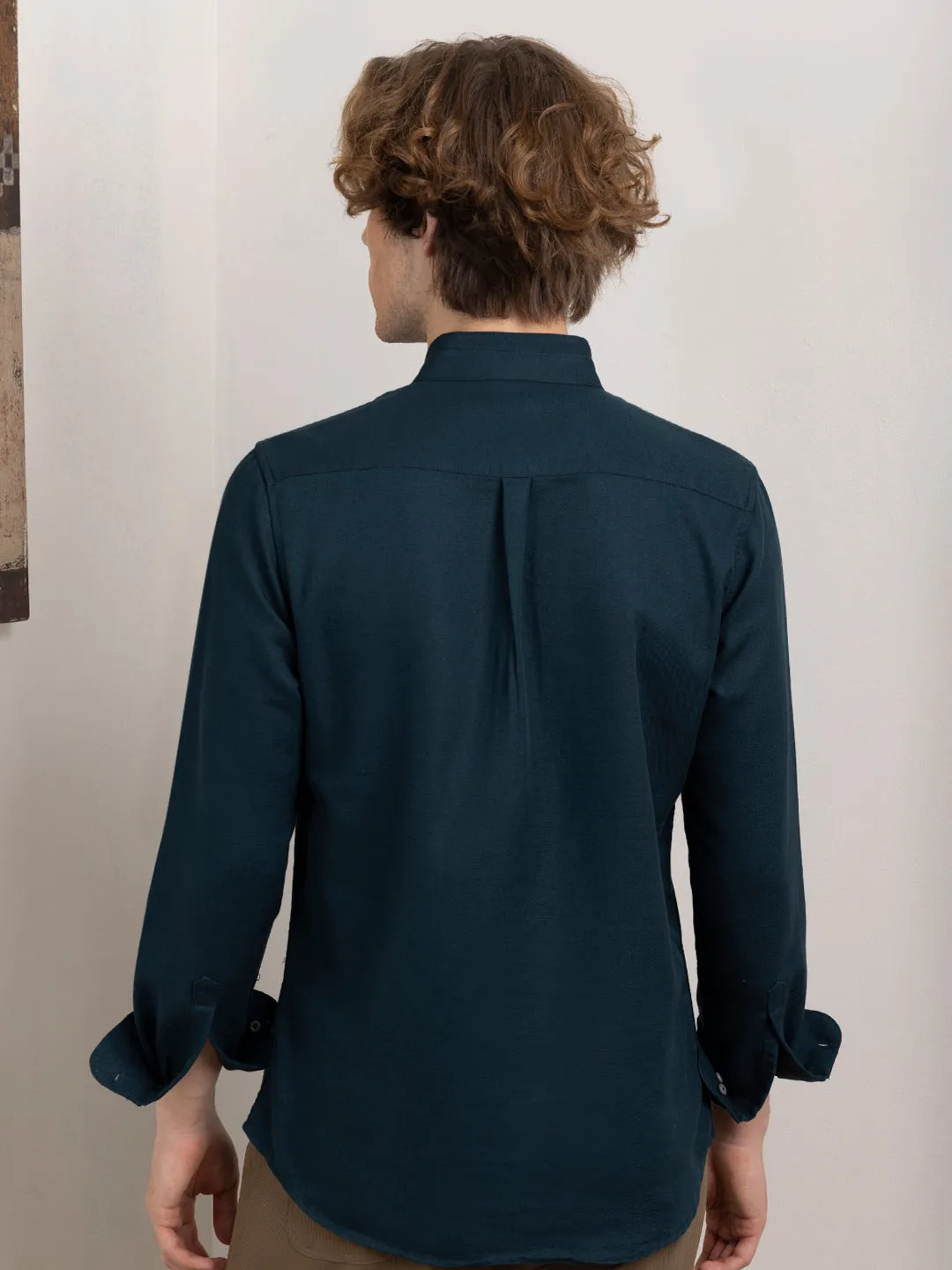 Teal Chinese Collar Shirt