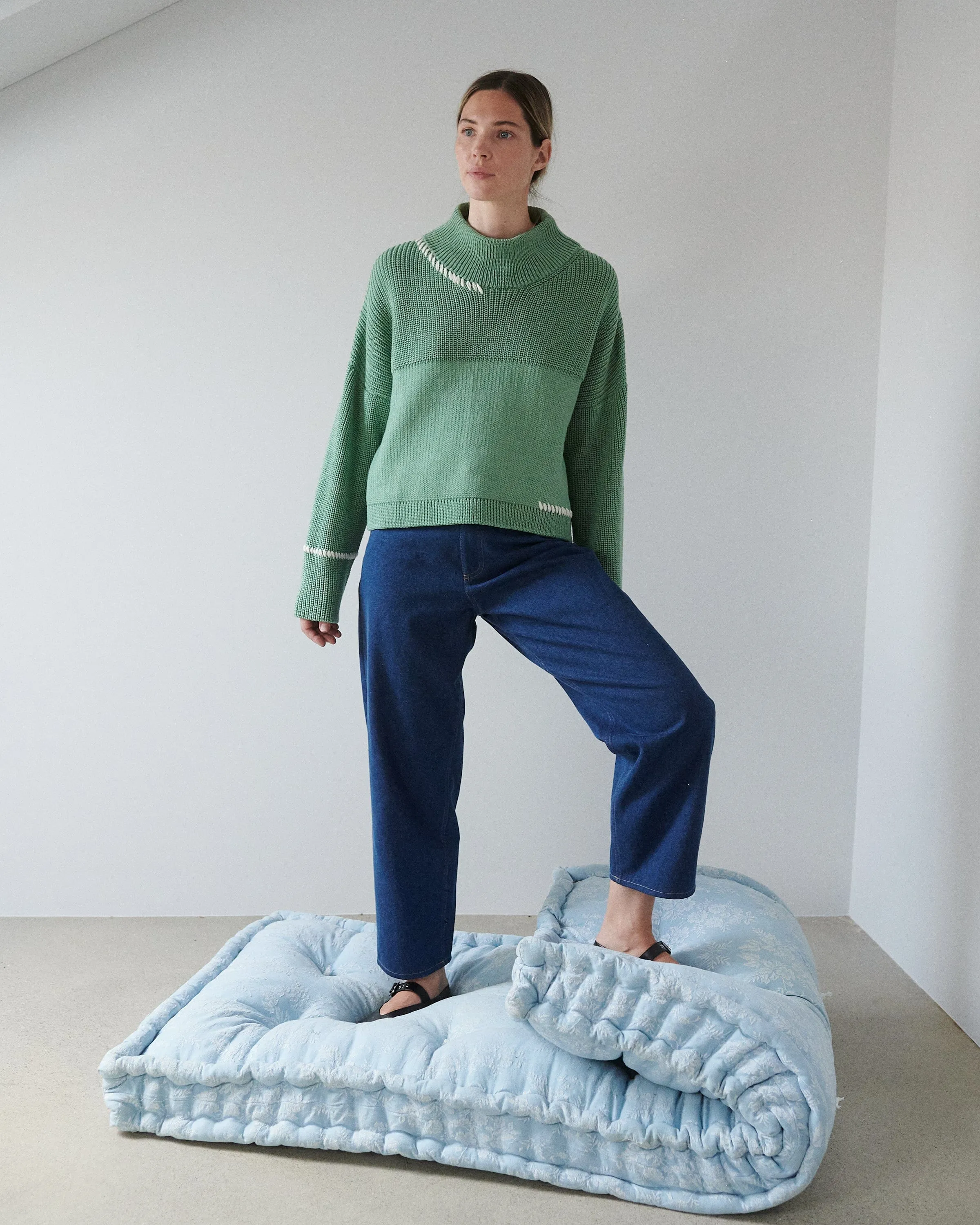 Šturmai: Sage Green Merino Wool Turtleneck