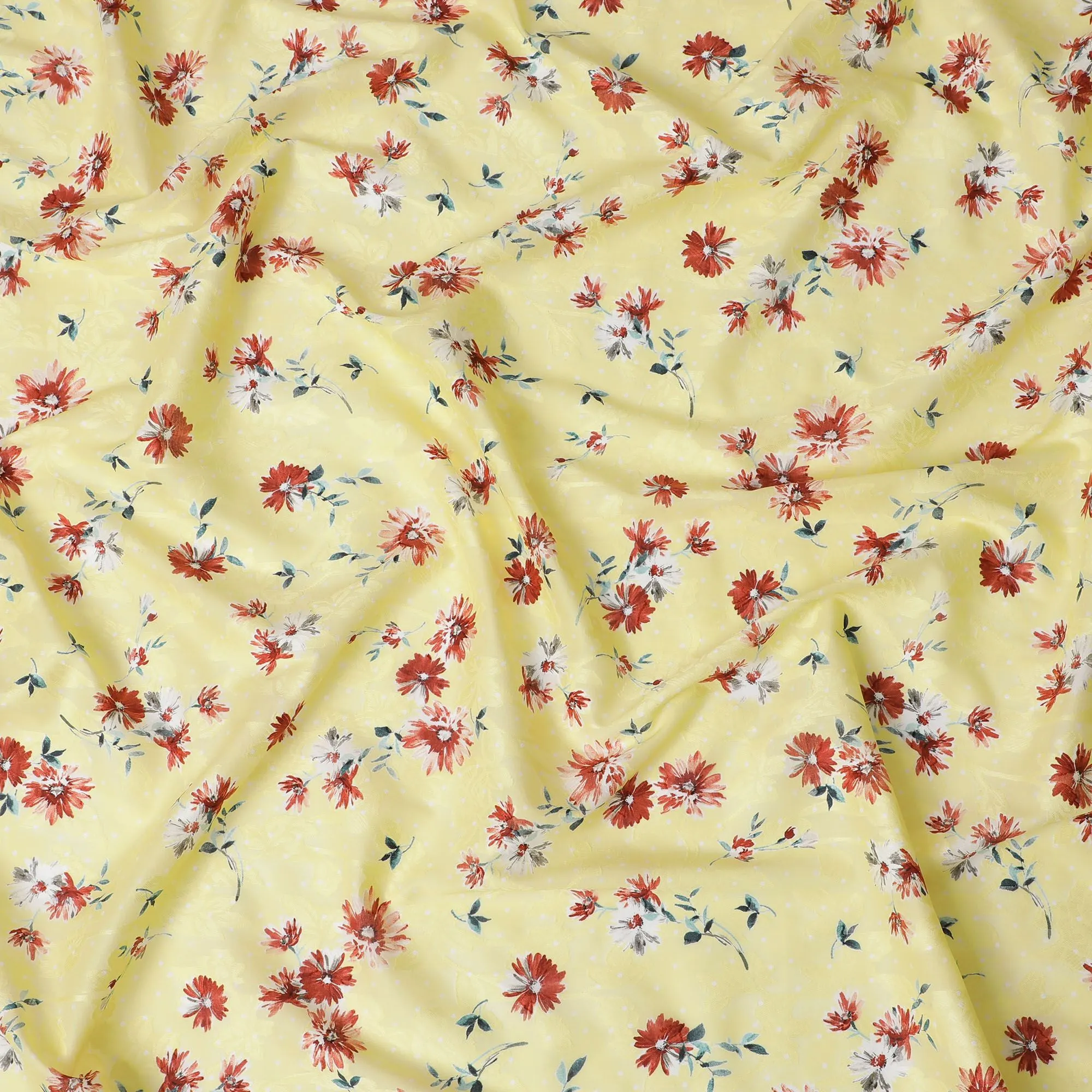 Uragiri Yellow Field Cotton Voile Fabric - Japanese Floral Print, 110cm Width-D17738