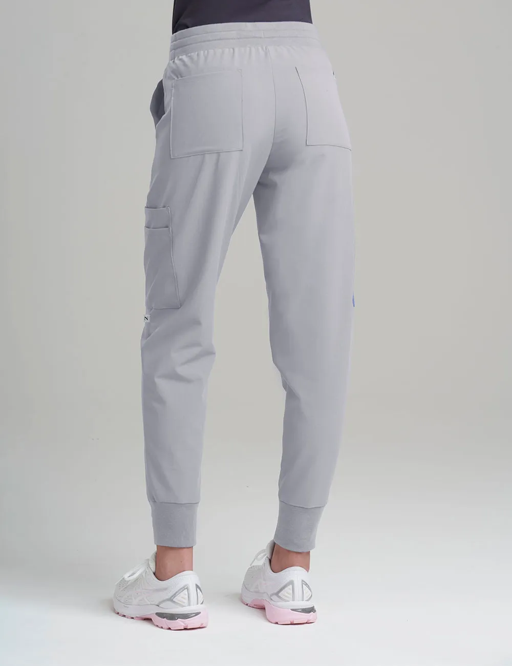 Womens 12-Pocket Scrub Jogger Pants - Stone Gray