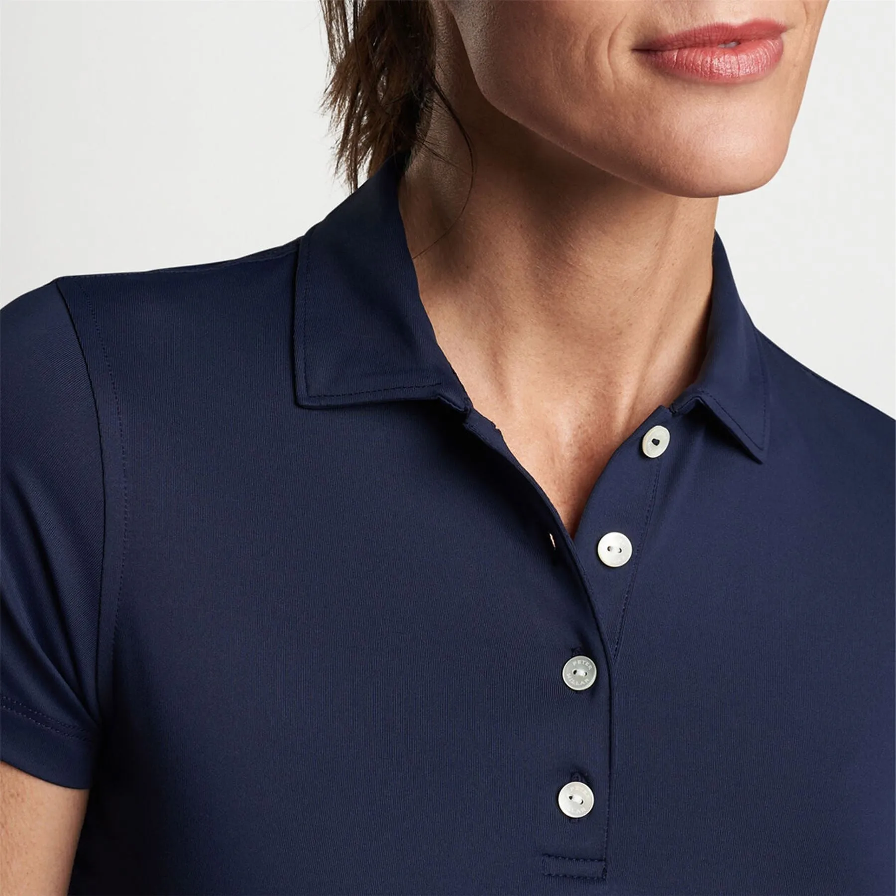 Womens Short Sleeve Button Polo Navy - 2025