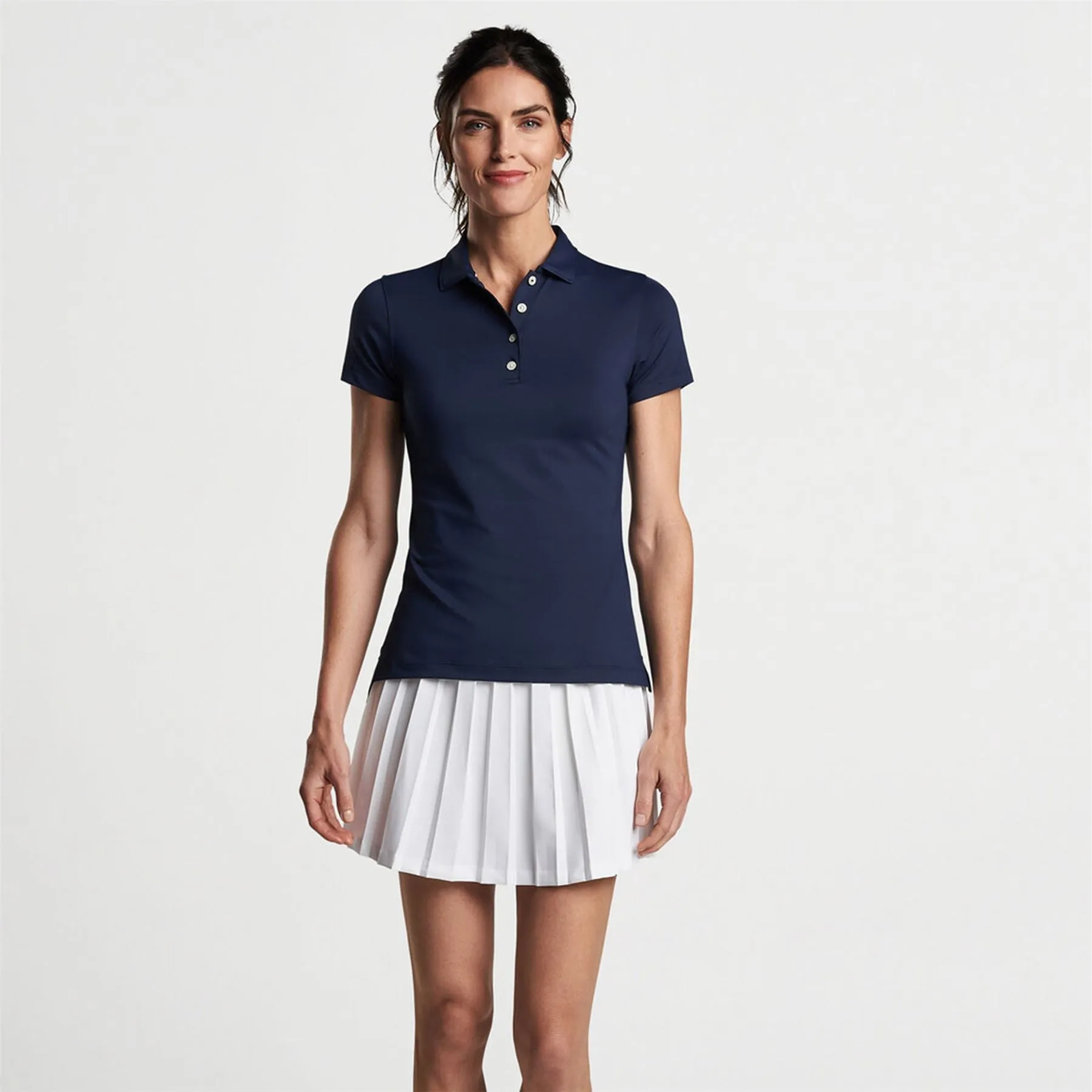 Womens Short Sleeve Button Polo Navy - 2025